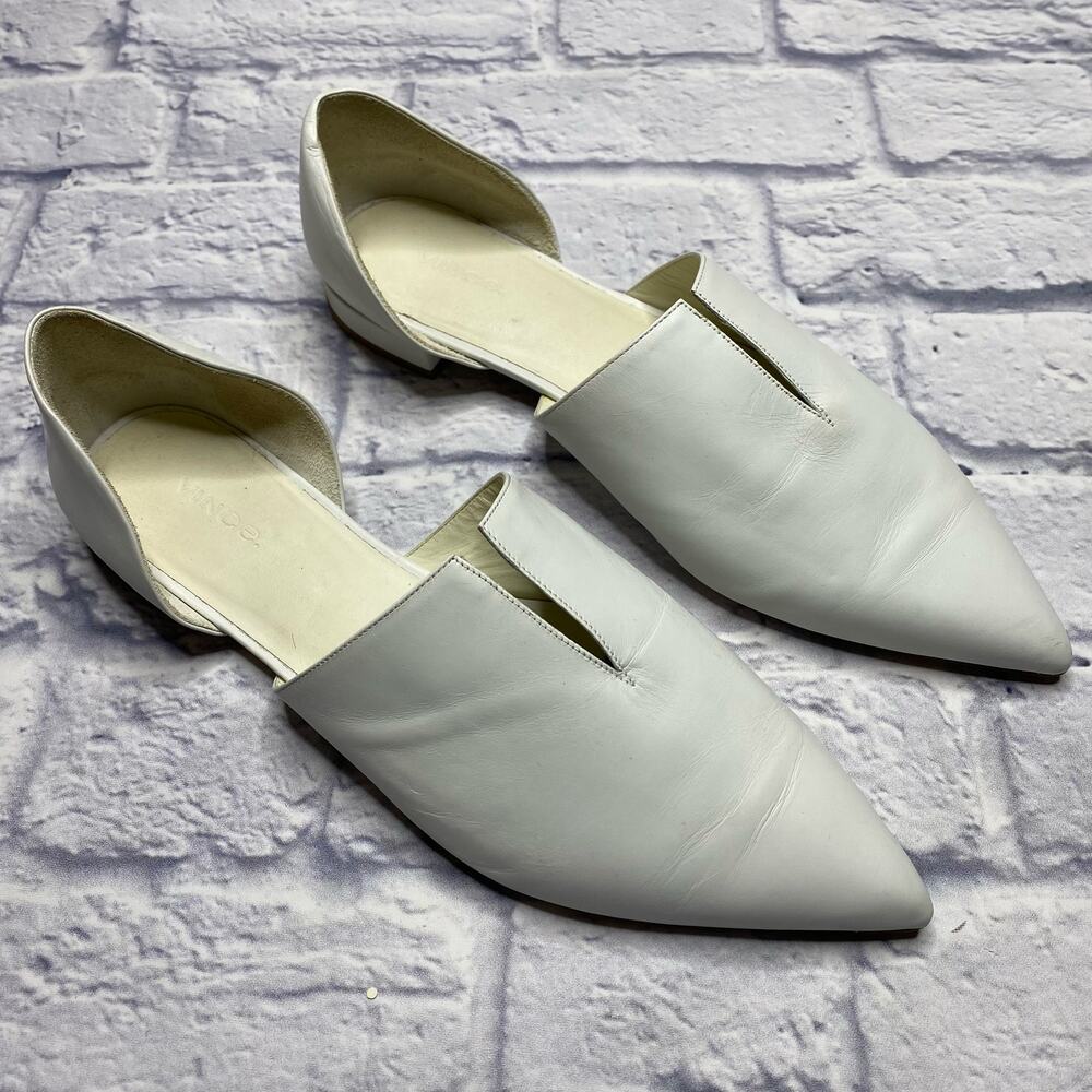 Vince Darlington Horchata White Leather Flats